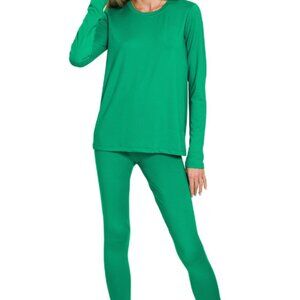 Zenana Microfiber Round Neck Top and Leggings Set